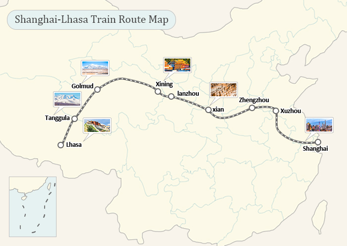 上海至西藏火車路線圖