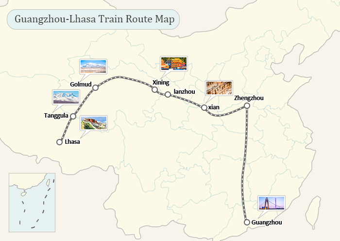 廣州至西藏火車路線圖
