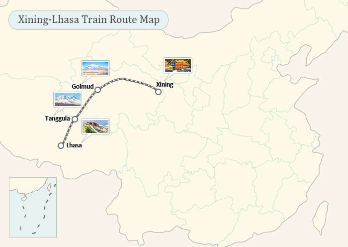 西寧至西藏火車地圖
